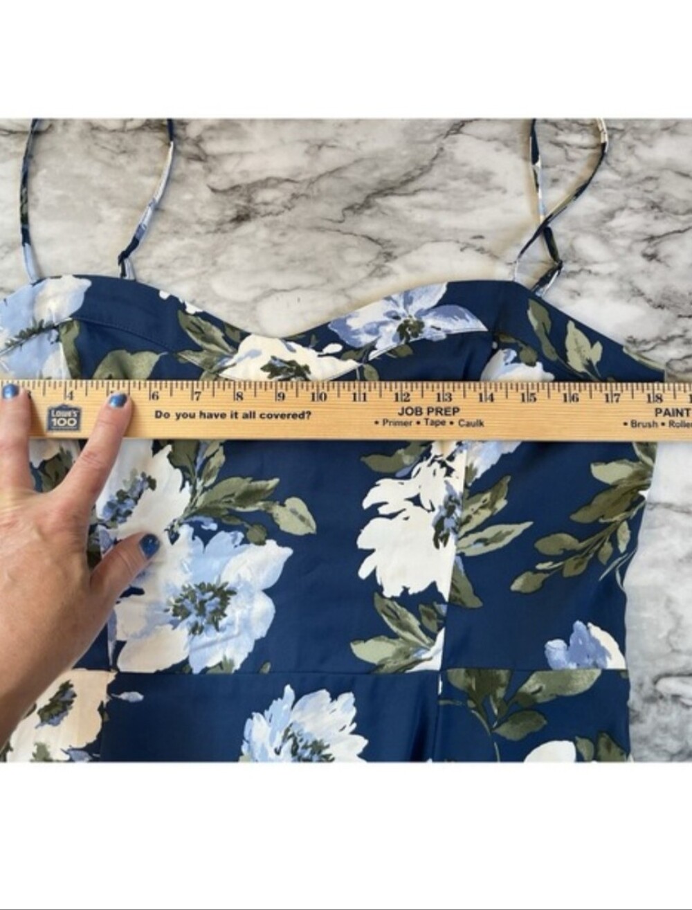 Abercrombie & Fitch Camile Blue Floral Midi Dress With Slit Sz L - Picture 7 of 8
